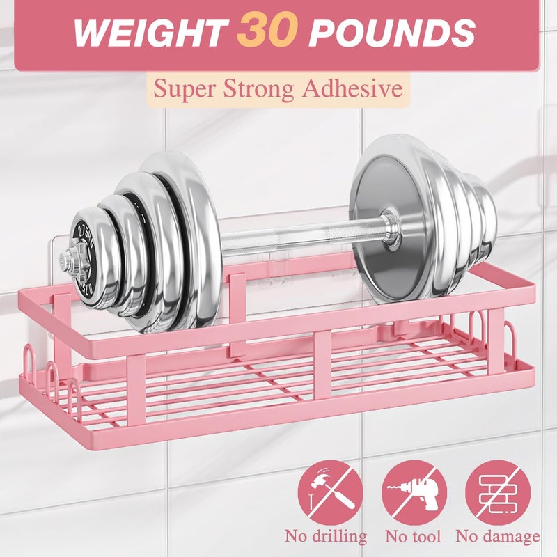 Youvip Shower Caddy Adhesive,No Drill Bathroom Organizer,Large Capacity Rustproof Shelves for Inside Shower,Bathroom Organizers and Storage,Pink - Image 3